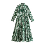 Women's New Dress Fashion Long-Sleeved Collar Printed Shirt