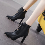Black High Hedley Boots Women 2025 New Autumn/Winter With Pointed Boots Side Zipper Coarse And Martin