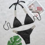 Zingj Bikini Ribbon Luxury Diamond Swimwear Sexy Metal Chain Accessories