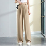 Women Casual Straight Long Pants High Waist Female Office Lady Casual Suit