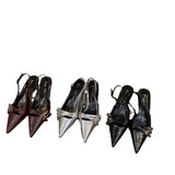 High-Heeled Shoes Red Bag Head Sandals Fairy Shoes 2025 New Spring And Summer Black French Pointed Single