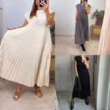 New Women's Dress Elegant Fashion Round Neckless 100 Foldless