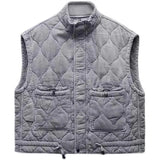 2025 New Women's Gray Standing Collar Sleeveless Cotton Jacket Vest Vest 4088241