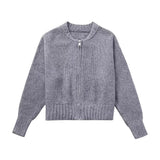 Women's French Zipper Knitting Bomber Jacket 2142207