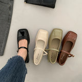 Zingj New Rough Heel Love Small Leather Shoes Women's Shoes New Spring French Niche Mary Jane Black Square Head Single