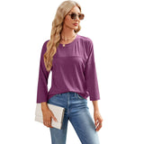 Solid Color Casual Sleeve Round Neck