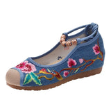 Zingj Heels Single Shoes Ethnic Style Embroidered Cloth Shoes Spring And Autumn Wooden Beads With Women's
