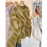 Waterproof Velvet Round Collar Knitted Sweater For Autumn And Winter