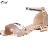 Ladies Sandals Shoes Women L Luxury High Quality Sandals Ankle Mid Heel Block Party Open Toe Square Shoes Zapatos De
