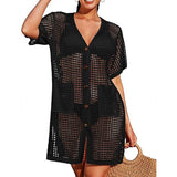 Hoodie Hollow Knitted Short Sleeve Open-Sleeve Seaside Swimsuit Sunscreen Coat
