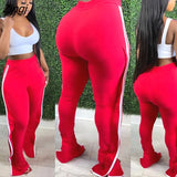 Striped Ruffle Casual Bodycon Sweat Pants Womens Joggers Elastic High Waist Trousers Women Pants Female Summer Ladies