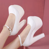 Hate Tiangao Waterproof Platform, High Heels, Female Models, Cheongsam Shoes, Catwalk Shoes, 15CM Thick Heels, Round Head