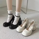 Spring And Autumn French Fairy Wind Waterproof Table Thick-Soled High-Heeled Shoes Mary Jane Shoes One-Word Buckle Coarse Heel Single