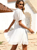 Dress Woman Summer Polka Dot Print Mini Dress Liade Elegant Casual Short Sleeve V Neck Sundress Feale Short Lace