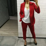 Pants Suits OL 2 Piece Set for Women Business Interview Uniform Blazer & Pencil Pants Office Lady