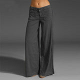 Women's Trousers Spliced Thin Multi-Pocket Broad-Legged Ladies