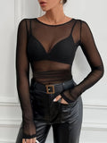 Elegant Mesh Yarn Short-Ed-Thin T-Dress Slim Slim