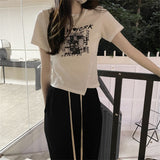 Zingj Girl Style Design Sense Short T-Shirt Summer 2024 New Irregular Chic Niche Ins Short Sleeve Shirt Women's