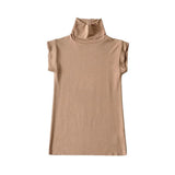Pure-Want Wind Vest Bottom Shirt Women's New Sleeveless Half-High Collar Hottie