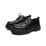 Head Leather Shoes Men's Thick Dress Business Trend Breathable Round Head Black Youth Wedding Groom Shoes