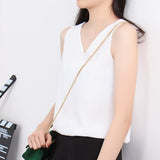 Summer Korean Women Tops Chiffon Blouses for Women V-neck White Top Woman Sleeveless Shirt Tops Woman Solid Pink Blouse