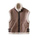 Zingj 2023 New Women's Fashion Fashion Camel Motorcycle Fur