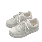 New Board Shoes Korean Version Of The Hong Kong Style Retro White Tie With Thick-Soled College Wind Sports Small White Shoes