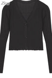 Print Long Sleeve Knit Cardigan Crop Coat Two-piece Dress Ladies Drawstring Floral V-neck French Suspender Robe Suit