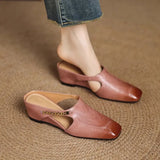 High-End Squeer Hollow Bag Head Half Slippers Women Wear Inside The Raised Square Head Muller Shoes And Cool