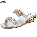 Women Sandals Flip Flop Fashion Rhinestone Wedges Shoes Crystal High Heels Sandals Women Shoes Summer Casual Beach