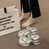 Women 2025 Summer New Black Lightweight Thick-Sed Thick-Heeled With Fashionable Wearing