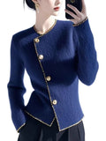 Version Of The Round-Neck Simple Cardigan Sweater Coat Women Autumn 2025 Autumn And Winter Dress New Temperament Reduction Lady
