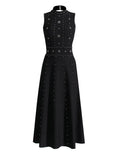 High-End Collar Sleeveless Dress Woman 2025 New Heavy Industry Nail Bead Temperament To Close The Waist Thin Dress