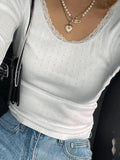 Lace Trim White Knit Top- Outfit