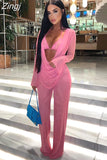 Sexy Mesh 3 Piece Set Halter Bra + Ruched Cover Up + Loose Pants See Through Club Party Matching Set 2023 Autumn