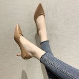 Women's Fine Heel 2025 Spring And Autumn New Women's Shoes Black French Pointed Single Shoes Professional Temperament Working
