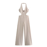 2025 New Women's Neck Collar Long Jumpsuit