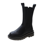 And Winter Online Celebrity Chimney Boots Black Muffin Thick Soles Chelsea Boots Medium-Heeled Short Boots Heeled Martin