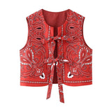 Women's Summer New Casual Wind Collar Tie With Printed Cotton