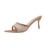 Large-Size Shoes Women In The Spring Of 2025 New Word Slippers Water-Drilled Toe Fashion Cool