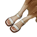 Version With Sandals Women Wear 2025 Summer New Retro Solid Roman Sandals Fashion Flat Women's