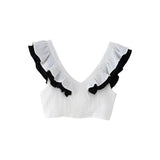 Summer New Fashion Casual Crash V-Necked Lotus Side Dress Half-Dress Suit