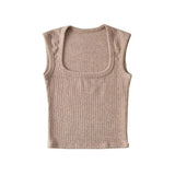 Zingj Trend Women's Knitted Jacket Generous Collar Solid Color Slim Short Style Small Vest High Waist Navel Sleeveless
