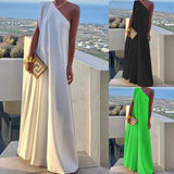 Spot In 2025 Spring New Women's Fashion Single Shoulder Sleeveless Banquet Dress Long