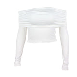 Zingj 2023 New Sexy Hot Girl One-Line Shoulder Slim And Versatile Long-Sleeved T-Shirt