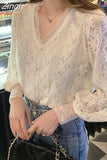 Lace Blouse Bottoming Shirt Spring and Autumn M-4XL Casual Clothing for Women Fashion Temperament Women Tops
