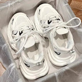 Old Dad Shoes Women 2025 Autumn And Winter New Mesh Breathable Low-Help Shoes Korean Version Of High-Heeled Casual Sports