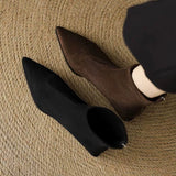 Light Luxury Base Elastic Skinny Boots Tip Thick And Simple Temperament Short Boots Retro Comfortable Casual Women