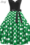 Dot Summer Dress Women Pinup Elegant Vintage Party Dress Casual Office Tank Sleevelss A Line