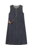 Kong Style Retro Sleeveless Vest Denim Dress Summer Thin Gentle Loose Temperament Reduction Korean Version Of Long